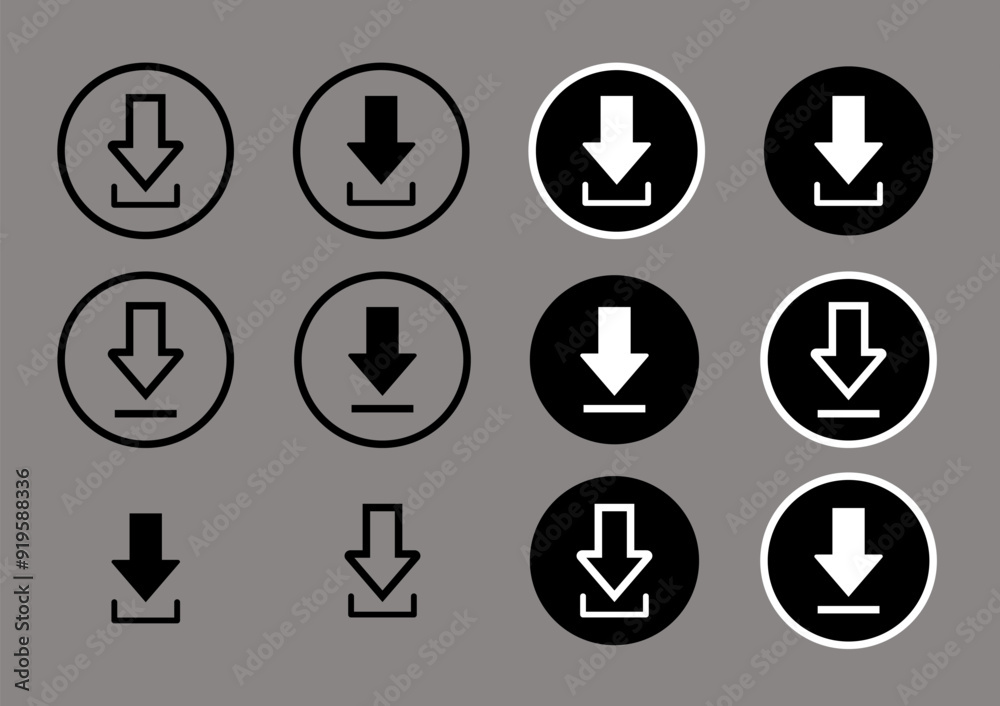 Download icon, Load symbol. Download button and download icon flat vector illustration. Download icon, Load symbol. Download button and download icon flat vector illustration.