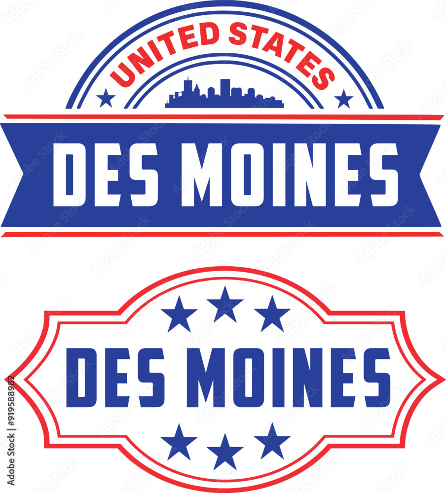 Des Moines Iowa Vector Set Des Moines Iowa Vector Set