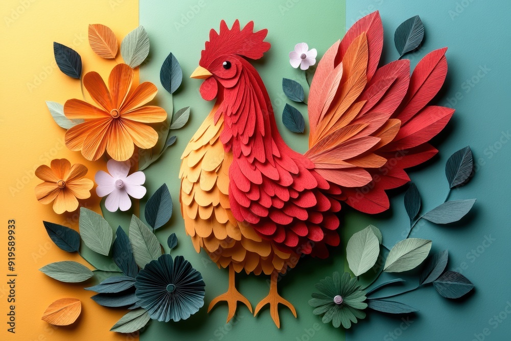 Chicken Paper Art Design Chicken Paper Art Design