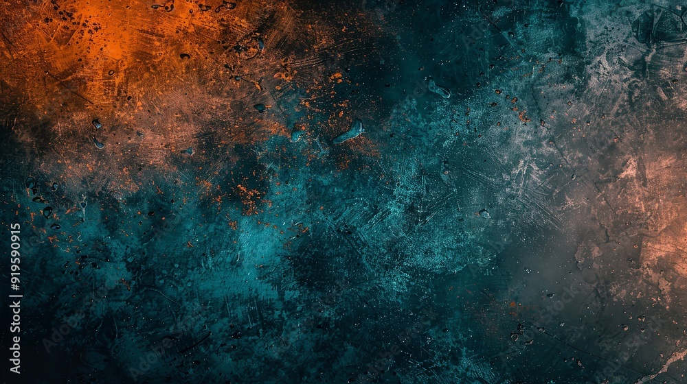 Fototapeta premium Black orange teal grainy background noise texture grunge