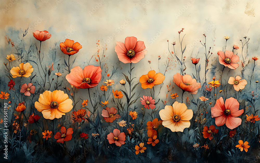 Obraz premium Watercolor Floral Art Capturing Spring and Summer