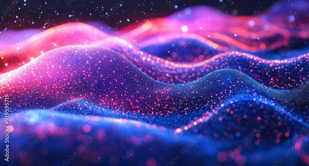 Distributed register technology, Block chain text and computer connection with colored background, Block chain network network concept