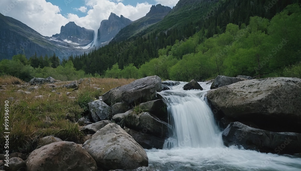 A serene landscape with lush forests and a gently flowing river 2 A serene landscape with lush forests and a gently flowing river 2