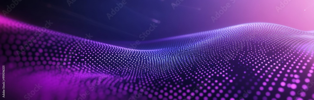 The particle stream is on a purple background with several glowing particles. It is a technological background. In 3D. The particle stream is on a purple background with several glowing particles. It is a technological background. In 3D.
