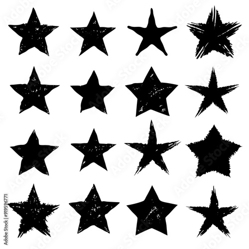 There is a set of black stars arranged on a white background