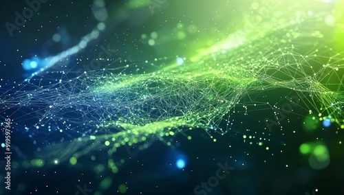 The idea of a digital technology banner on a green blue background, a circuit of cyber technology, a futuristic wifi connection illustration concept, innovation future data, Ai big data, Ai big data,