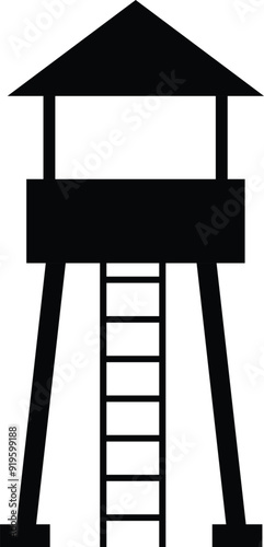 Watchtower icon. Guard tower sign. Observation tower for the protection of the territory symbol. flat style.