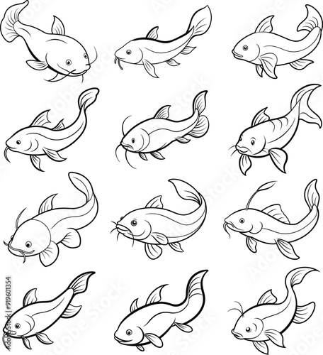 Catfish Vector outline 