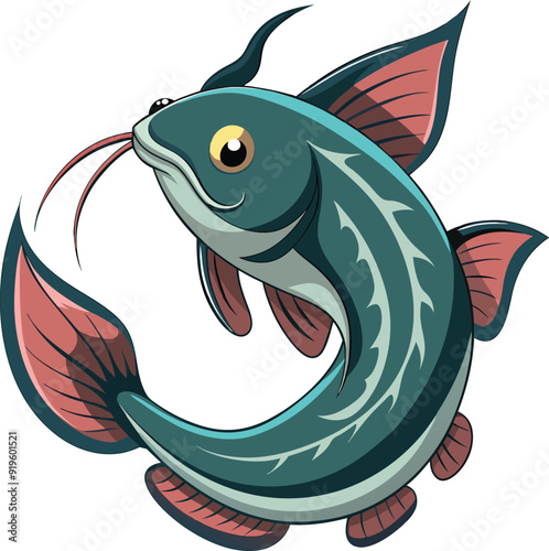 Colorful Catfish vector design