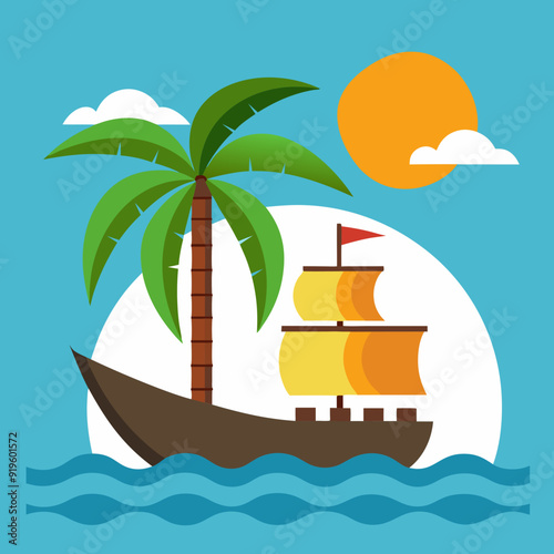 sea, ship, tree, ocean, waves, sails, mast, anchor, coastline, harbor, trunk, branches, foliage, deck, horizon, lighthouse, bay, cargo, leaves, roots