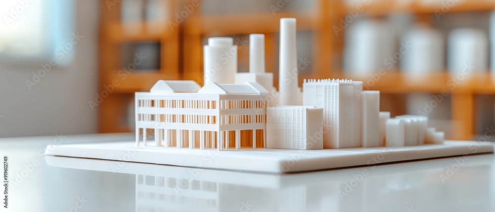 Detailed view of a 3Dprinted model of a modern urban infrastructure project, showcasing innovative engineering techniques, civil engineering, innovation in construction Detailed view of a 3Dprinted model of a modern urban infrastructure project, showcasing innovative engineering techniques, civil engineering, innovation in construction