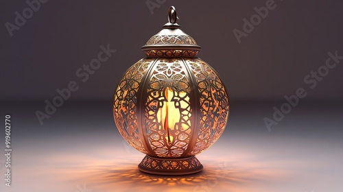 Ornate metal lantern with glowing light.