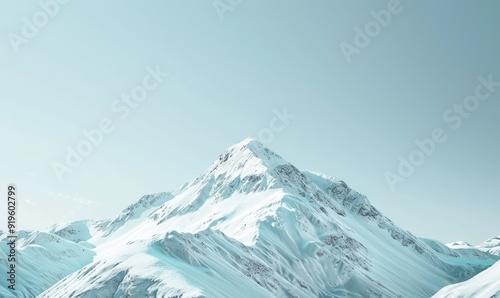 Minimalist mountain landscape, single peak with clear sky, serene and simple