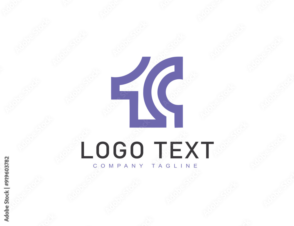 Gradient logo with abstract letter 1C. elegant luxury fashion logotype Gradient logo with abstract letter 1C. elegant luxury fashion logotype