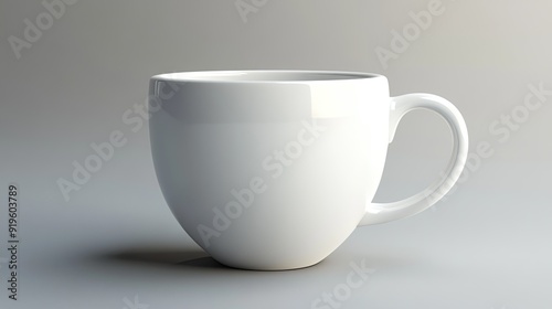 White ceramic mug isolated on a grey background.