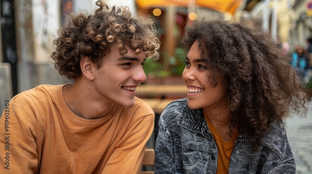 Joyful Moment Between Friends at Outdoor Cafe - Casual Urban Lifestyle. Generative ai Joyful Moment Between Friends at Outdoor Cafe - Casual Urban Lifestyle. Generative ai