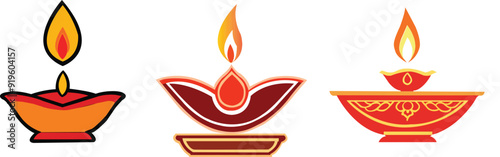 Diwali Diya lamps clipart collection, vector, icons isolated on transparent background