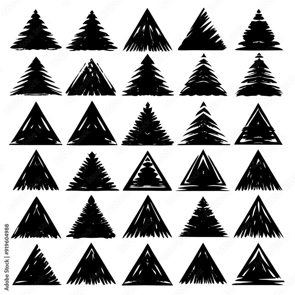 Obraz premium Silhouettes of Christmas trees on a white background