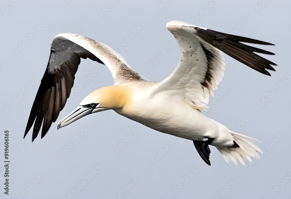 Fototapeta premium A view of a Gannet in flight
