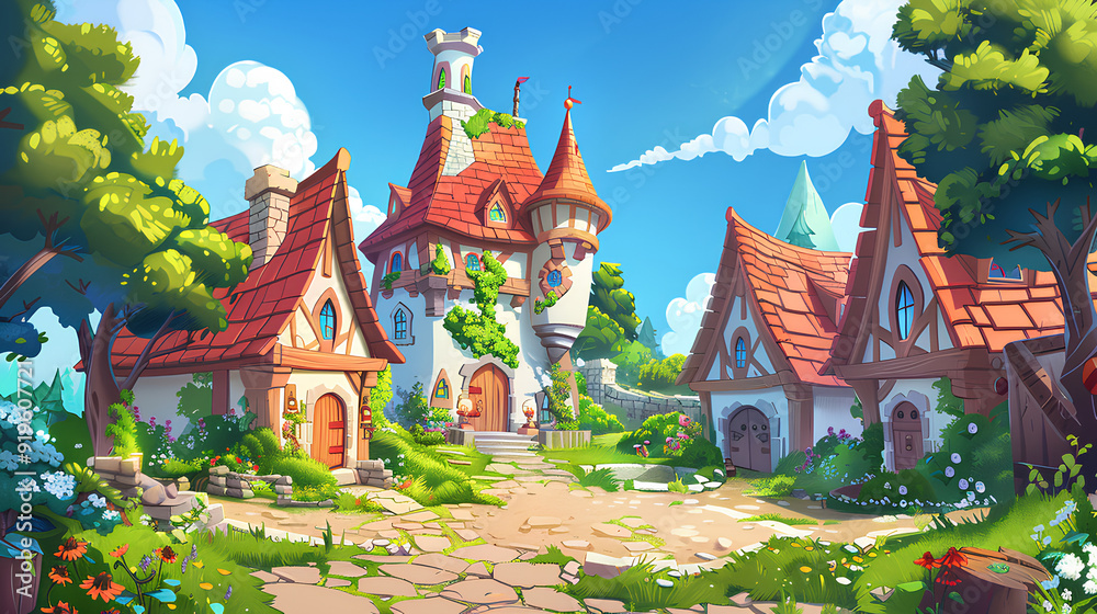 Obraz premium fantasy building, royal palace, 3d rendering, Generative AI