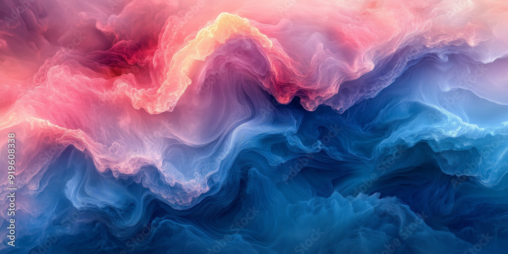 Fototapeta premium Vibrant Pink & Blue Flowing Abstract Clouds Art Background Wallpaper