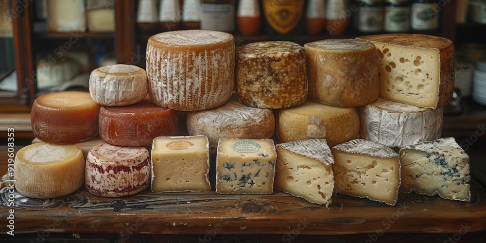 National Moldy Cheese Day aged cheeses on a board, October 9th National Moldy Cheese Day aged cheeses on a board, October 9th