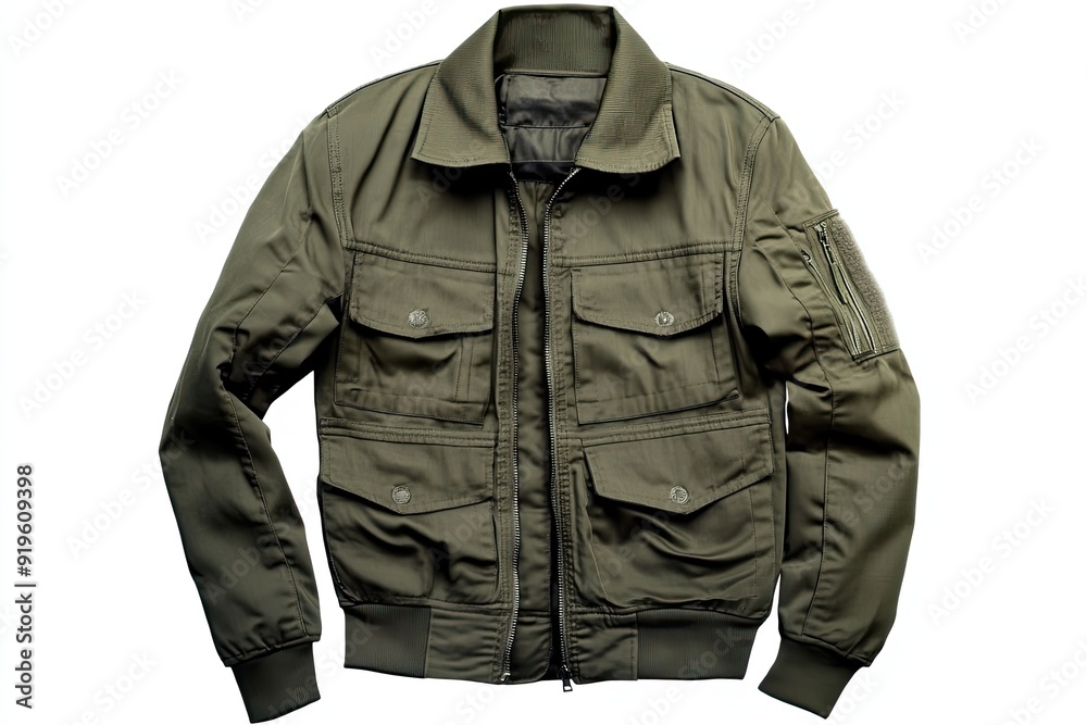 Olive green jacket isolated on white Olive green jacket isolated on white