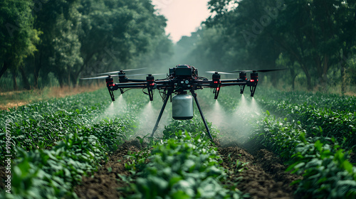 Dron agricola trabajando en el campo photo