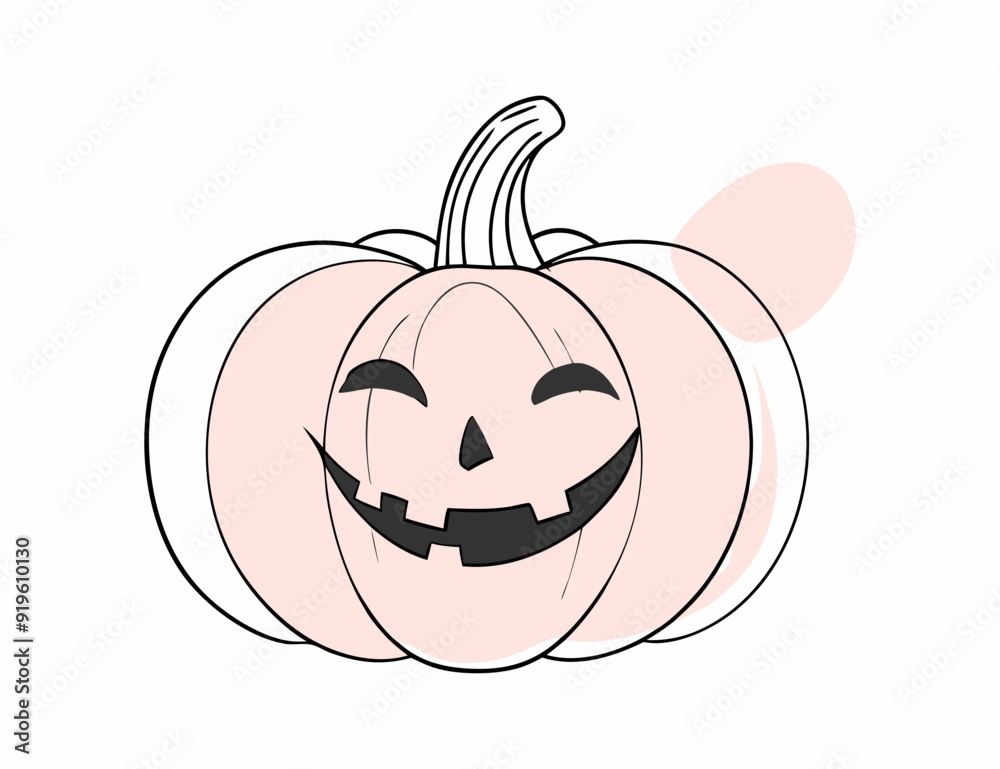 Smiling Jack-o'-Lantern Pumpkin, Halloween Icon, Black and White Vector Smiling Jack-o'-Lantern Pumpkin, Halloween Icon, Black and White Vector
