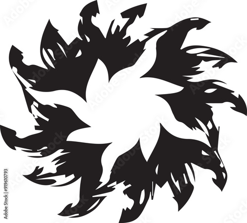 Flower front view   Dark Silhouette Shapes Vector Set