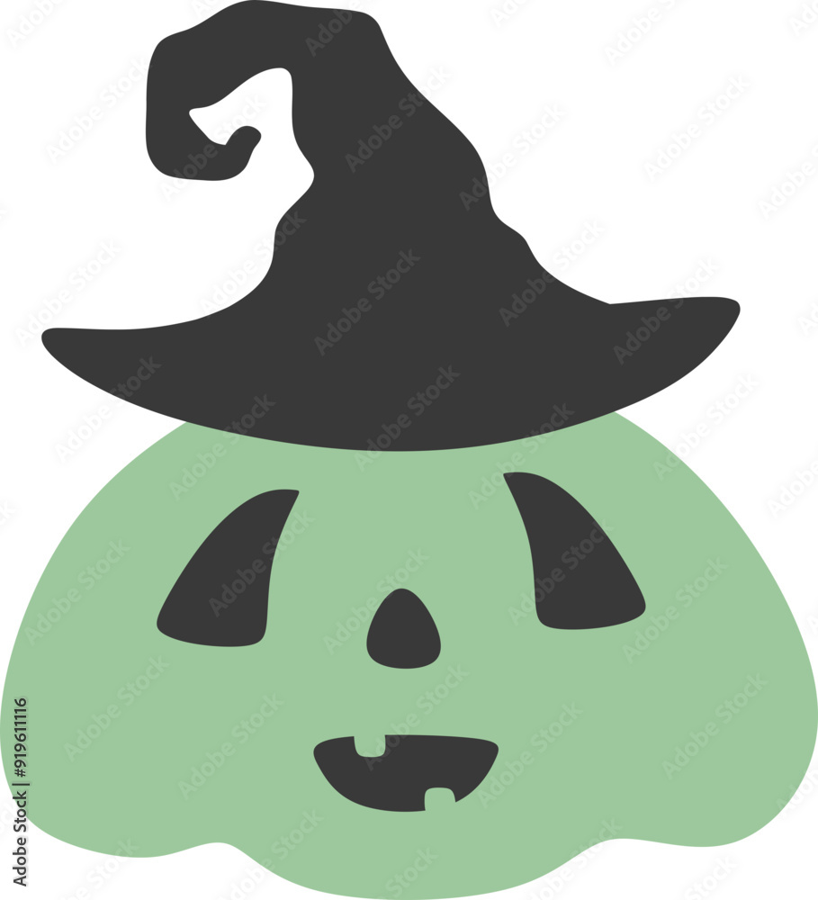 Green Jack O Lantern In Witch Hat Green Jack O Lantern In Witch Hat