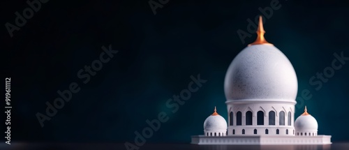 Wallpaper Mural  A tight shot of a white structure with a dome and two spires mirrored on a still, dark surface Torontodigital.ca