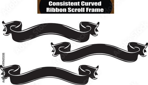 Ribbon   Dark Silhouette Shapes Vector Set