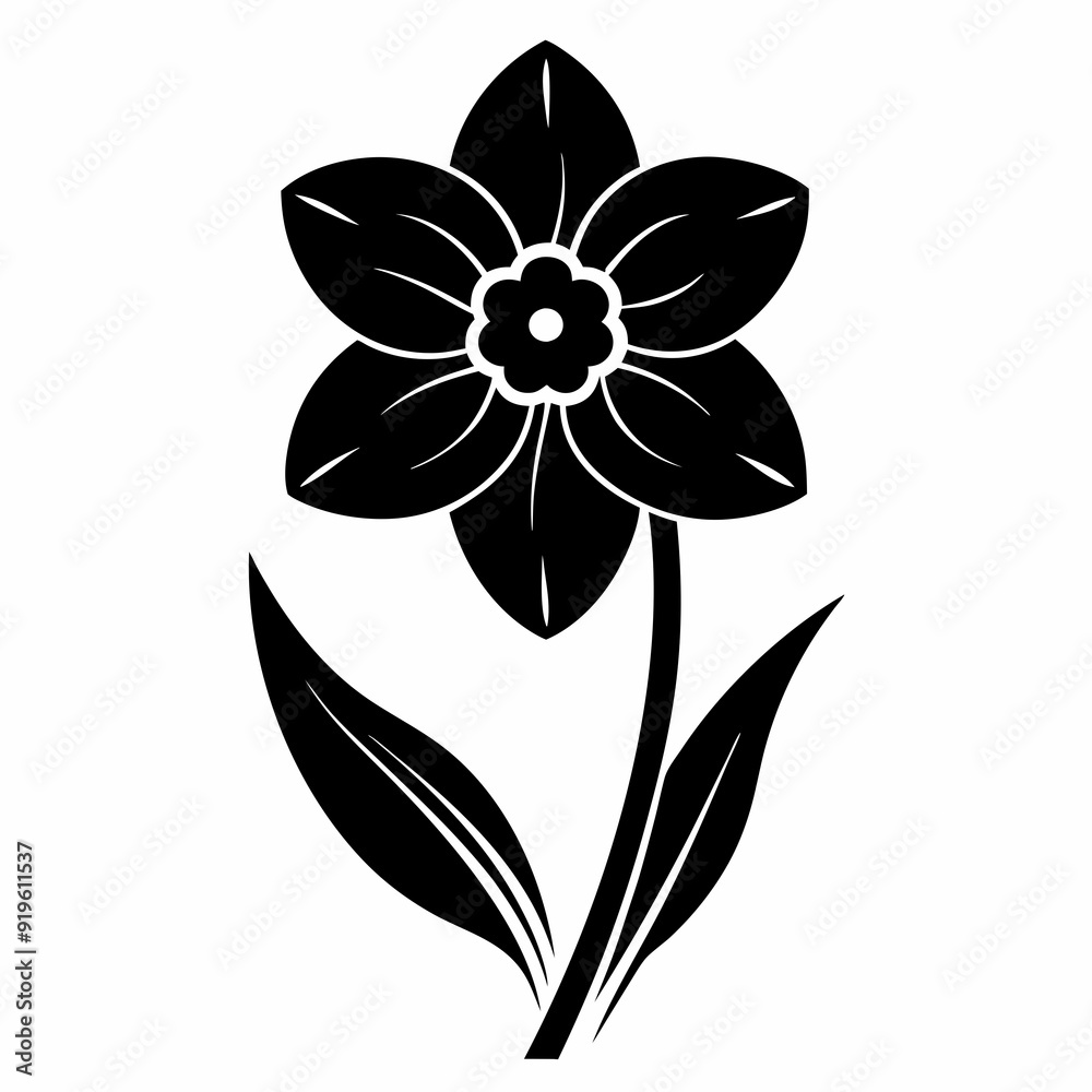 Daffodil Black silhouette Daffodil Black silhouette