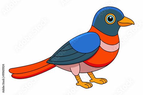 Elegant Trogon Bird Kawaii Vector Illustration Clipart