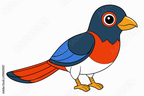 Elegant Trogon Bird Kawaii Vector Illustration Clipart