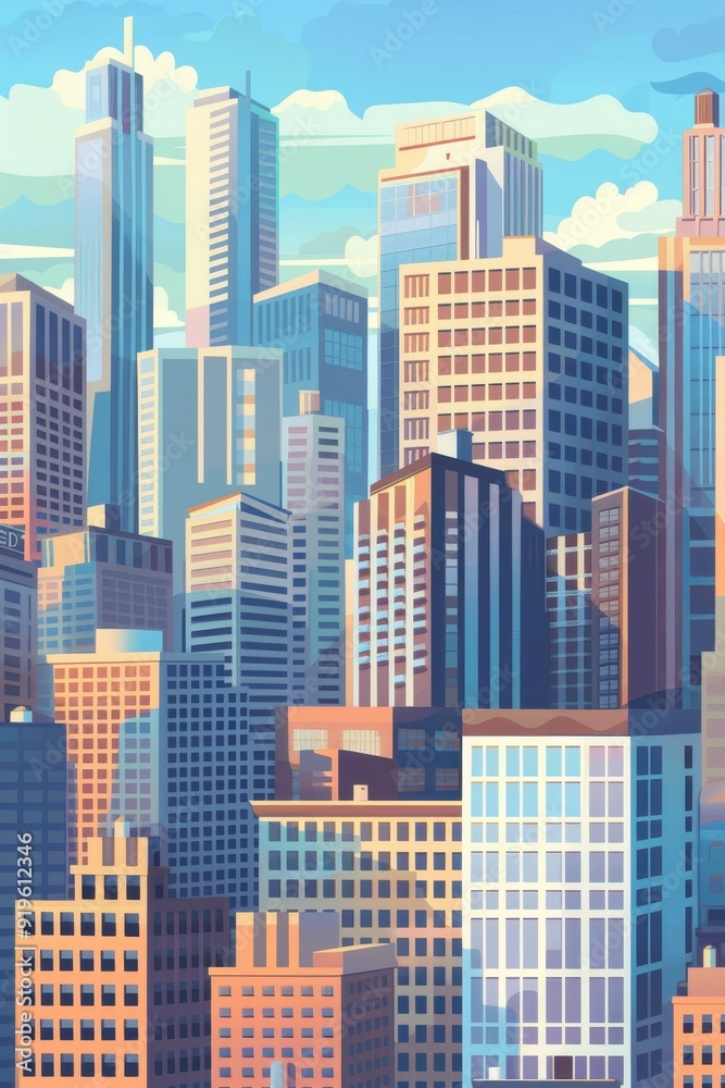 Modern Cityscape Vacation in Minimalist Flat Design for Advertising Modern Cityscape Vacation in Minimalist Flat Design for Advertising