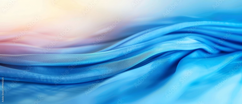 A tight shot of a blue fabric, its texture slightly blurred at the bottom A tight shot of a blue fabric, its texture slightly blurred at the bottom