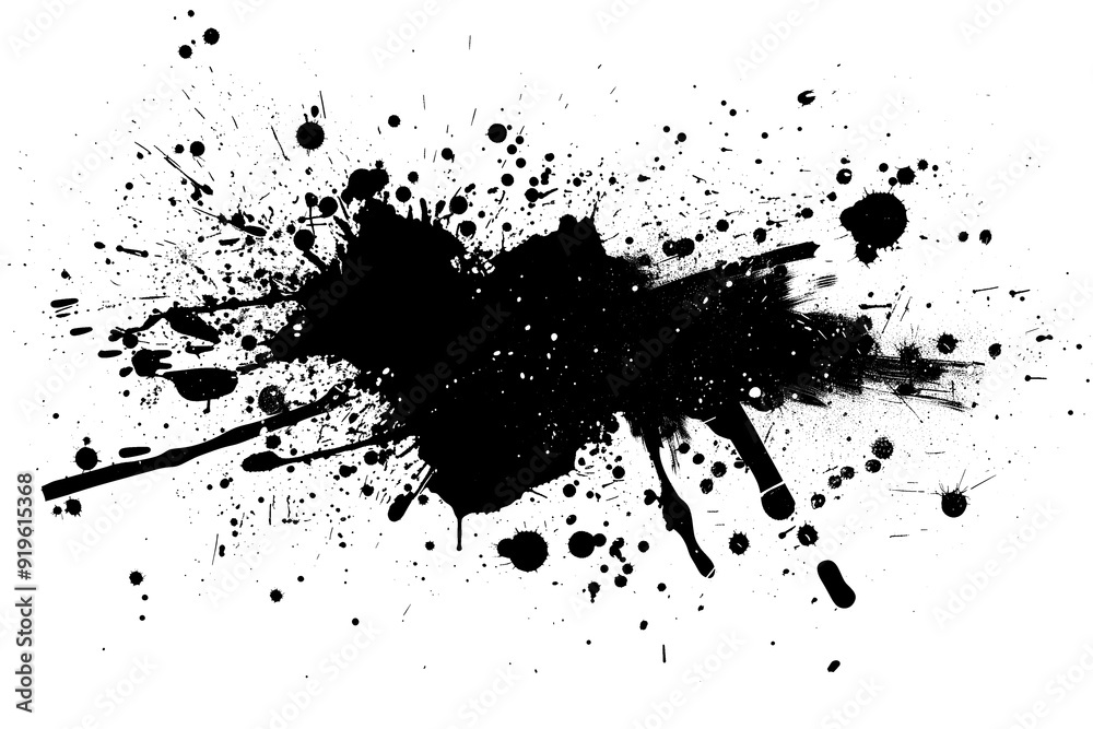 Black ink splash grunge texture, abstract png file cut out and isolated on a transparent background, stock illustration image Black ink splash grunge texture, abstract png file cut out and isolated on a transparent background, stock illustration image