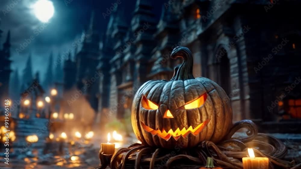 Halloween spooky background, scary pumpkins with smoke in old big creepy ghosts street outside with foggy road. Creepy october dark smoky mysterious backdrop concept. Generative AI Halloween spooky background, scary pumpkins with smoke in old big creepy ghosts street outside with foggy road. Creepy october dark smoky mysterious backdrop concept. Generative AI