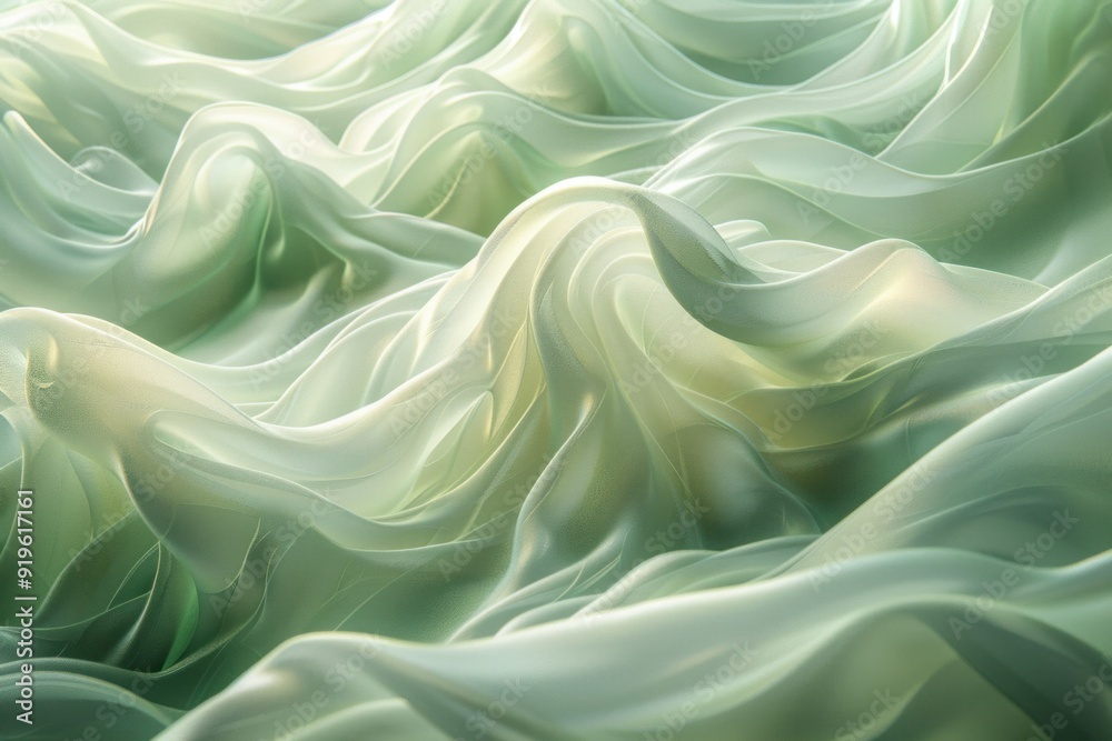 Close-up of flowing, green silk fabric Close-up of flowing, green silk fabric