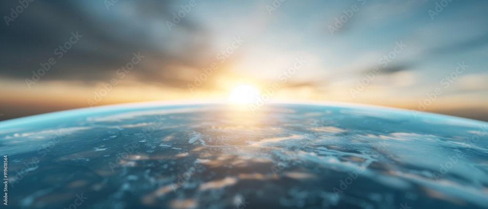 The sun sets over the ocean, viewed from Earth's surface The sun sets over the ocean, viewed from Earth's surface
