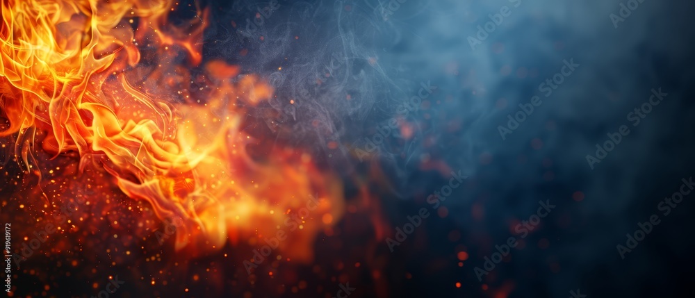  A tight shot of an orange and yellow fire against a black backdrop, with flames ascending from its top