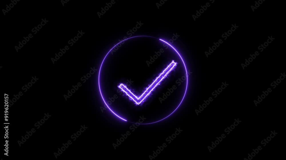 check mark icon neon bright purple color sign animation. abstract beautiful check mark orange circle 4k video. check mark icon neon bright purple color sign animation. abstract beautiful check mark orange circle 4k video.