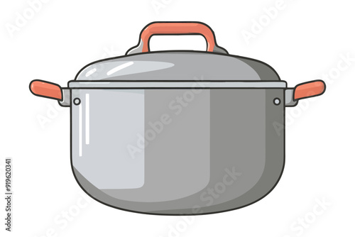 A flat vector Stainless Steel Cookware or cooking pot isolated on white background