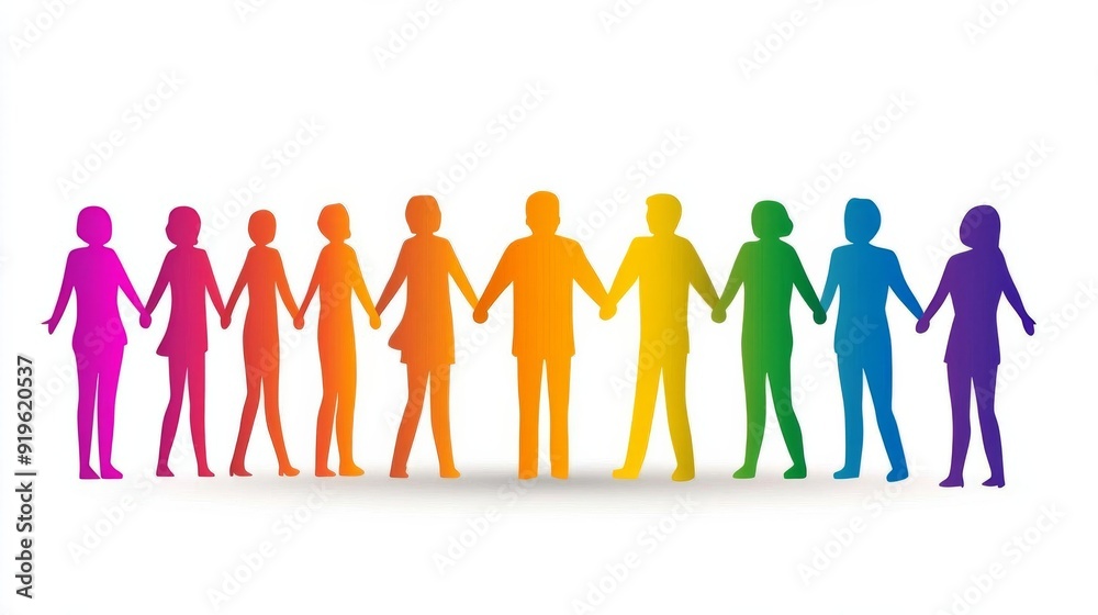 Leader and team in a circle of collaboration, vector depiction, bright colors, on white background. Leader and team in a circle of collaboration, vector depiction, bright colors, on white background.