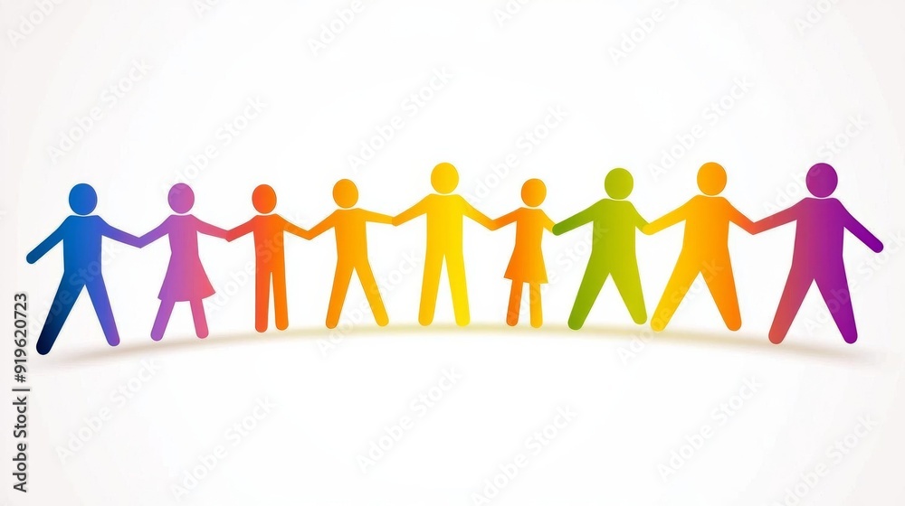 Team and leader in a circle of trust, vector format, bright colors, white isolated background. Team and leader in a circle of trust, vector format, bright colors, white isolated background.