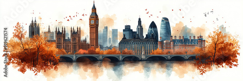 A horizontal illustration of London