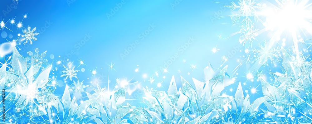 Abstract winter background with snowflakes and blue sky. Perfect for holiday cards, invitations, and wintery designs. Abstract winter background with snowflakes and blue sky. Perfect for holiday cards, invitations, and wintery designs.