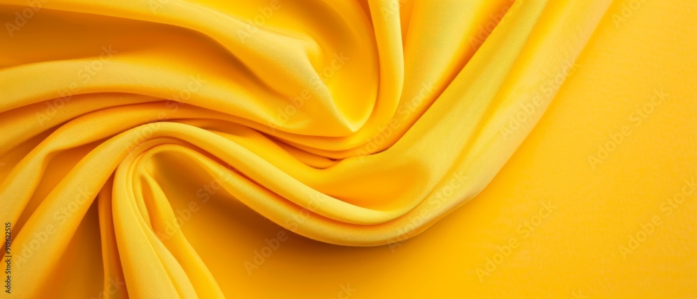 A close-up view of yellow fabric with a soft, tactile texture Its embellishments also boast a gentle touch A close-up view of yellow fabric with a soft, tactile texture Its embellishments also boast a gentle touch
